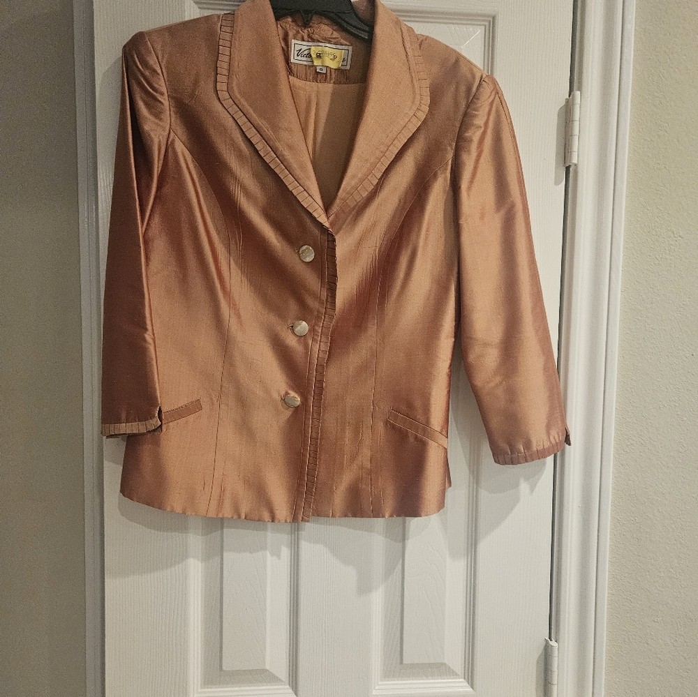 Victoria Pappas silk Blazer in Bronze size 8